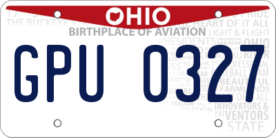 OH license plate GPU0327