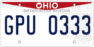 OH license plate GPU0333