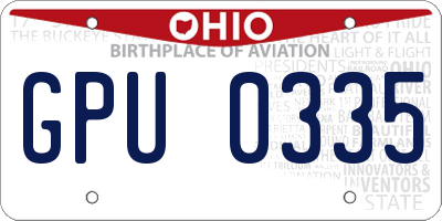 OH license plate GPU0335