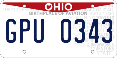 OH license plate GPU0343