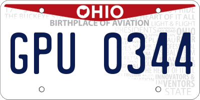 OH license plate GPU0344