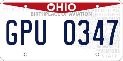 OH license plate GPU0347