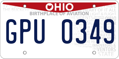 OH license plate GPU0349