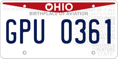 OH license plate GPU0361
