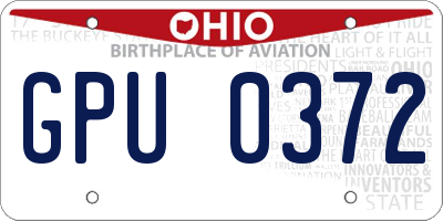 OH license plate GPU0372