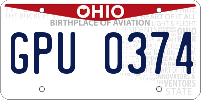 OH license plate GPU0374