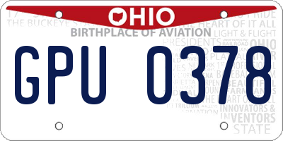 OH license plate GPU0378
