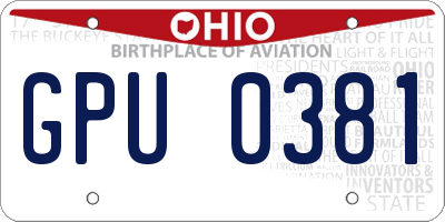 OH license plate GPU0381