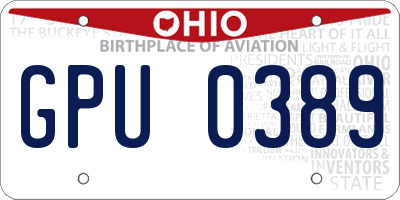 OH license plate GPU0389