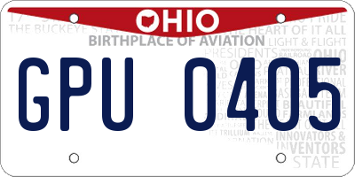 OH license plate GPU0405