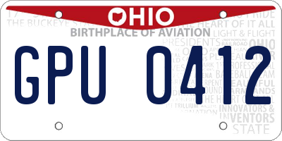 OH license plate GPU0412
