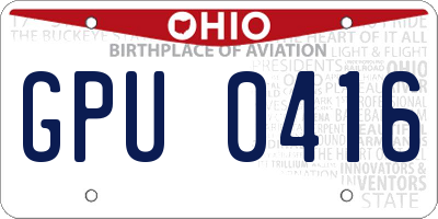 OH license plate GPU0416