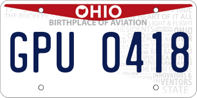 OH license plate GPU0418