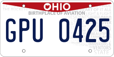 OH license plate GPU0425