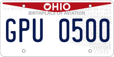 OH license plate GPU0500