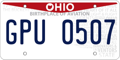 OH license plate GPU0507