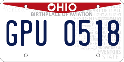 OH license plate GPU0518