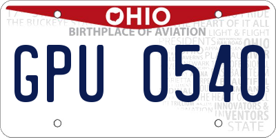 OH license plate GPU0540