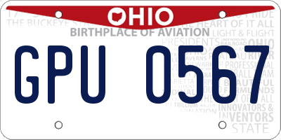 OH license plate GPU0567