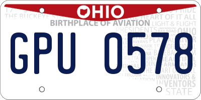 OH license plate GPU0578