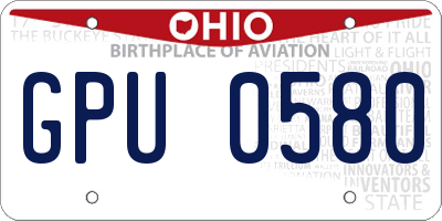 OH license plate GPU0580