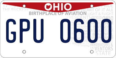 OH license plate GPU0600