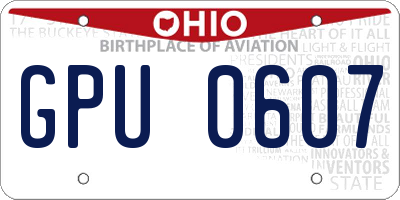 OH license plate GPU0607