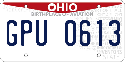 OH license plate GPU0613