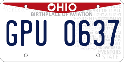 OH license plate GPU0637