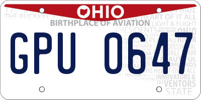 OH license plate GPU0647