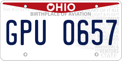 OH license plate GPU0657