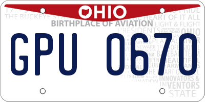 OH license plate GPU0670