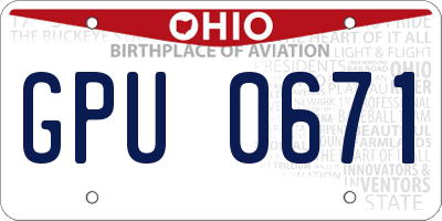OH license plate GPU0671