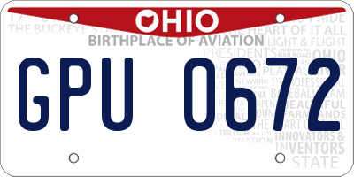 OH license plate GPU0672