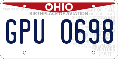 OH license plate GPU0698
