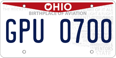 OH license plate GPU0700