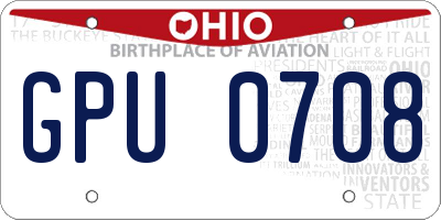 OH license plate GPU0708