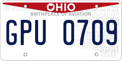 OH license plate GPU0709