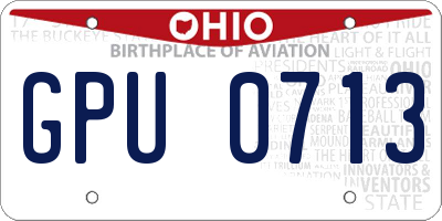OH license plate GPU0713
