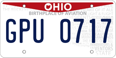 OH license plate GPU0717