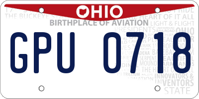 OH license plate GPU0718