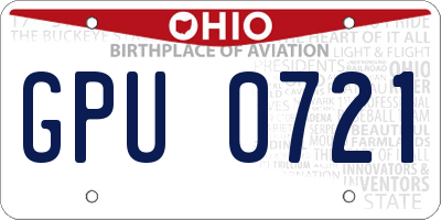 OH license plate GPU0721