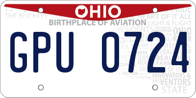 OH license plate GPU0724