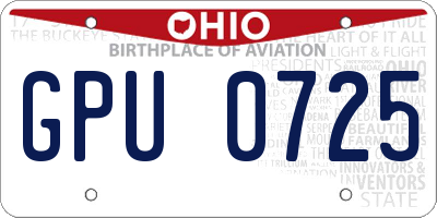 OH license plate GPU0725