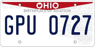 OH license plate GPU0727