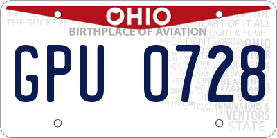 OH license plate GPU0728