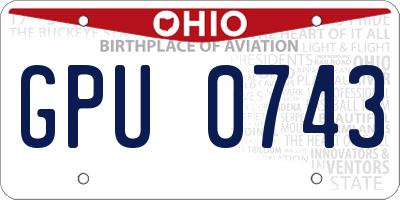 OH license plate GPU0743