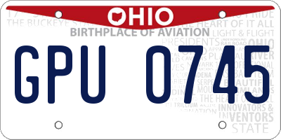 OH license plate GPU0745