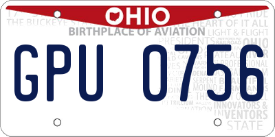OH license plate GPU0756