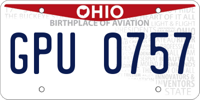 OH license plate GPU0757